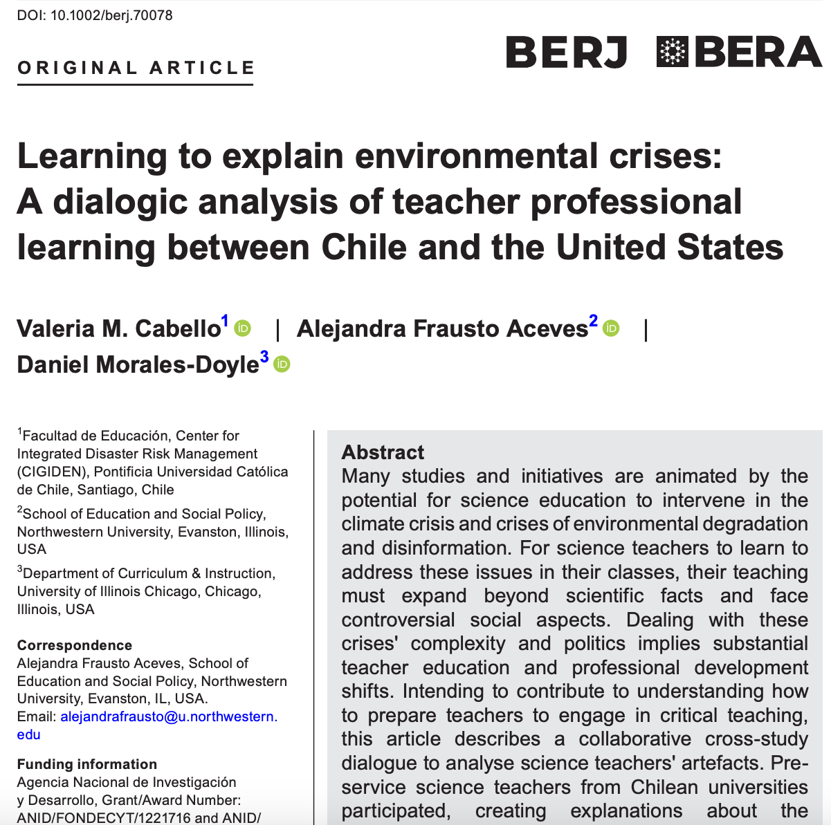 Aprendiendo a explicar las crisis ambientales: Un análisis dialógico del aprendizaje profesional docente entre Chile y Estados Unidos