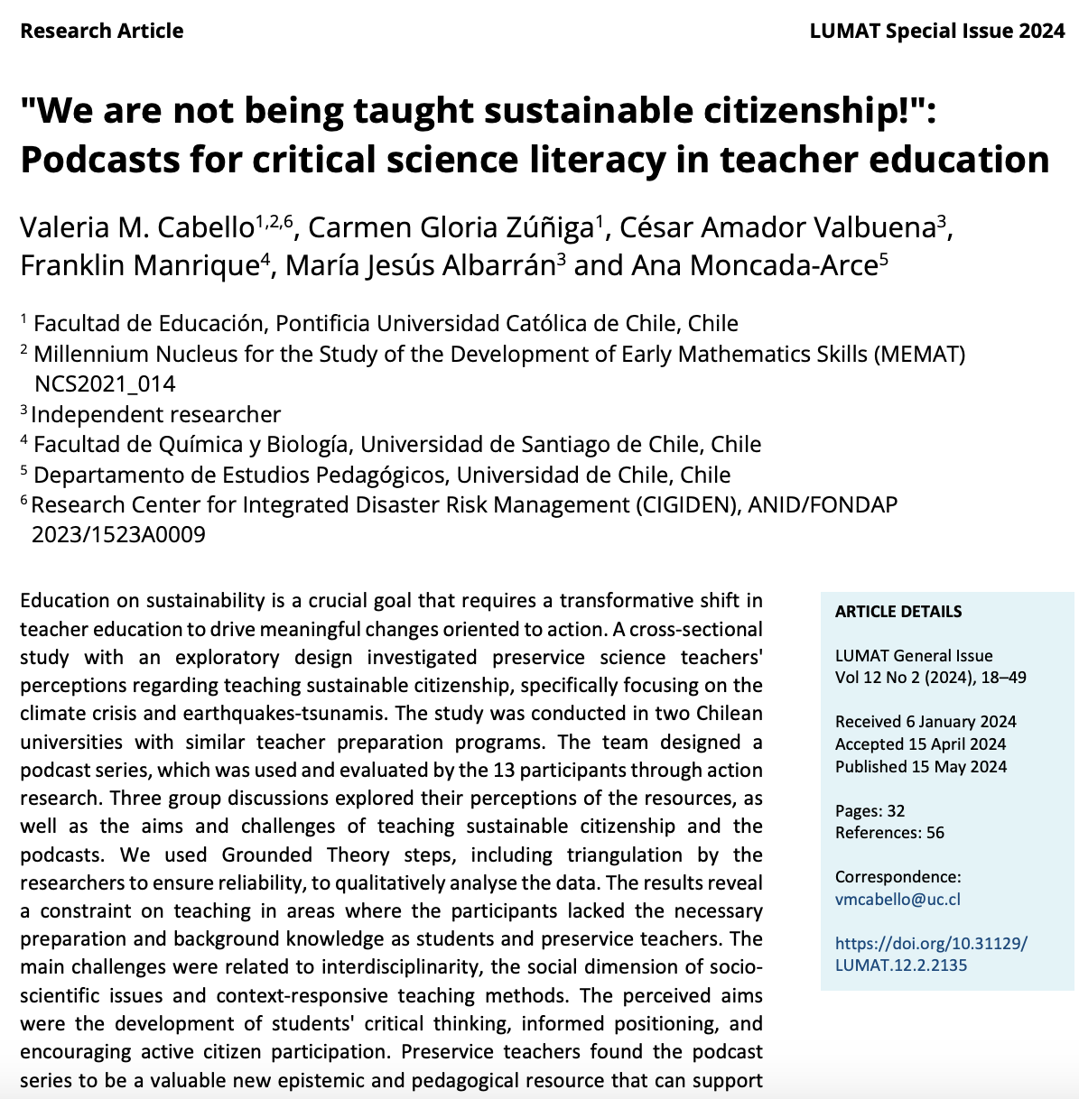 We are not being taught sustainable citizenship!:  
Podcasts for critical science literacy in teacher education 